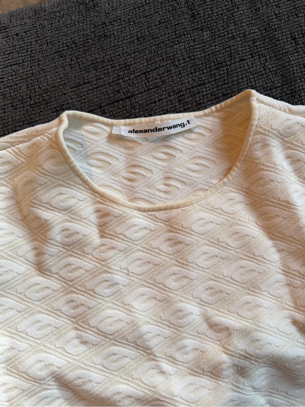 Alexander Wang Cream Textured Crop Top